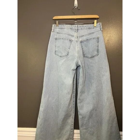 A New Day Jeans Womens 6 28R Light Wash Wide Leg Stretch Denim Blue Casual - Picture 5 of 8